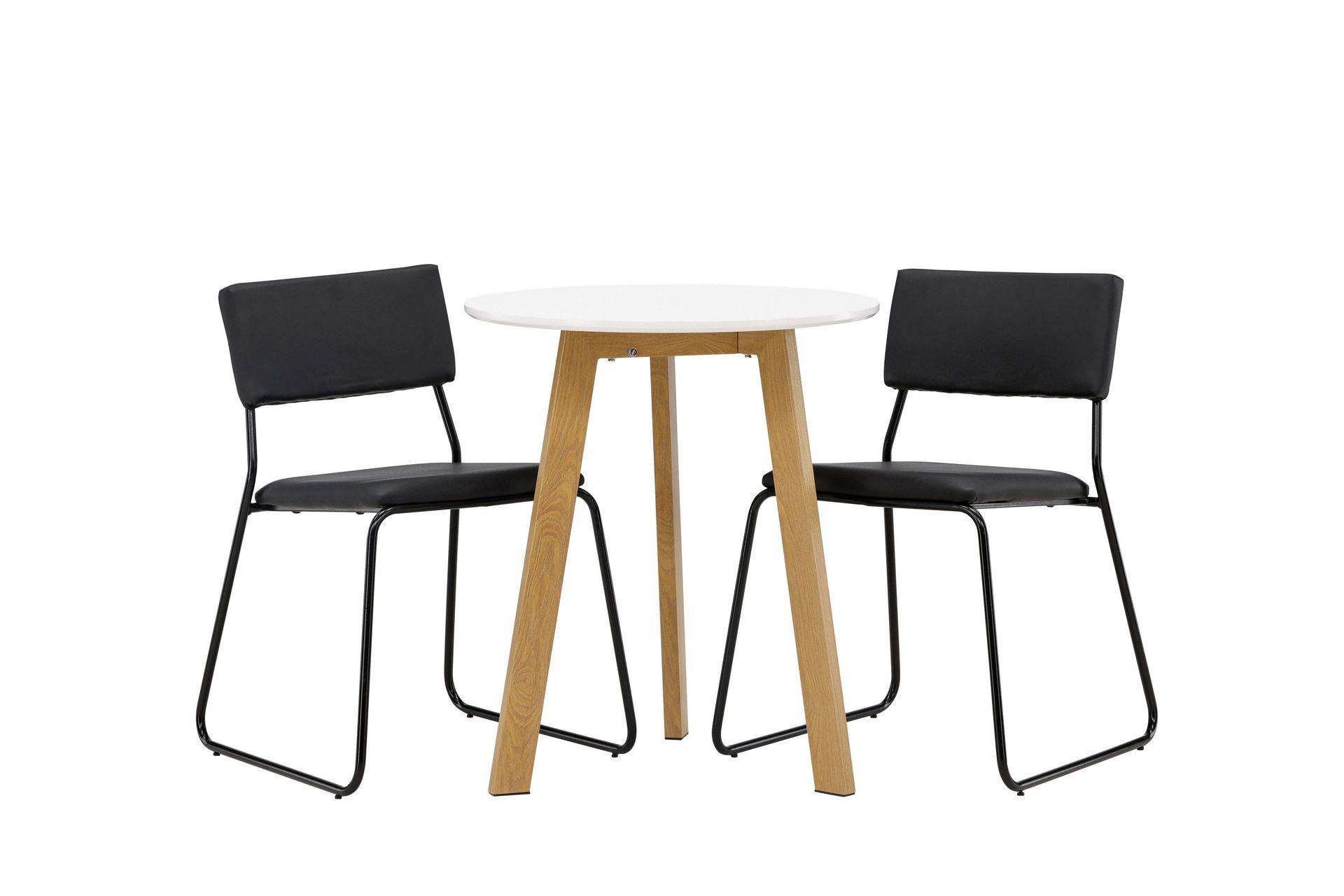 Leonora Matgrupp 65 cm Rund med 2 Kenth Stolar - Svart Svart,Vit Venture Home