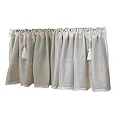 Cafégardiner,Valansfönstergardiner,Kort skirt köksfönstergardin,Konstgjort linne Texturerad Halvfönster Cafegardin Voile Panel Solljus Genom Semi Window Sheers Valance 1 Panel(W x H 100x52cm)