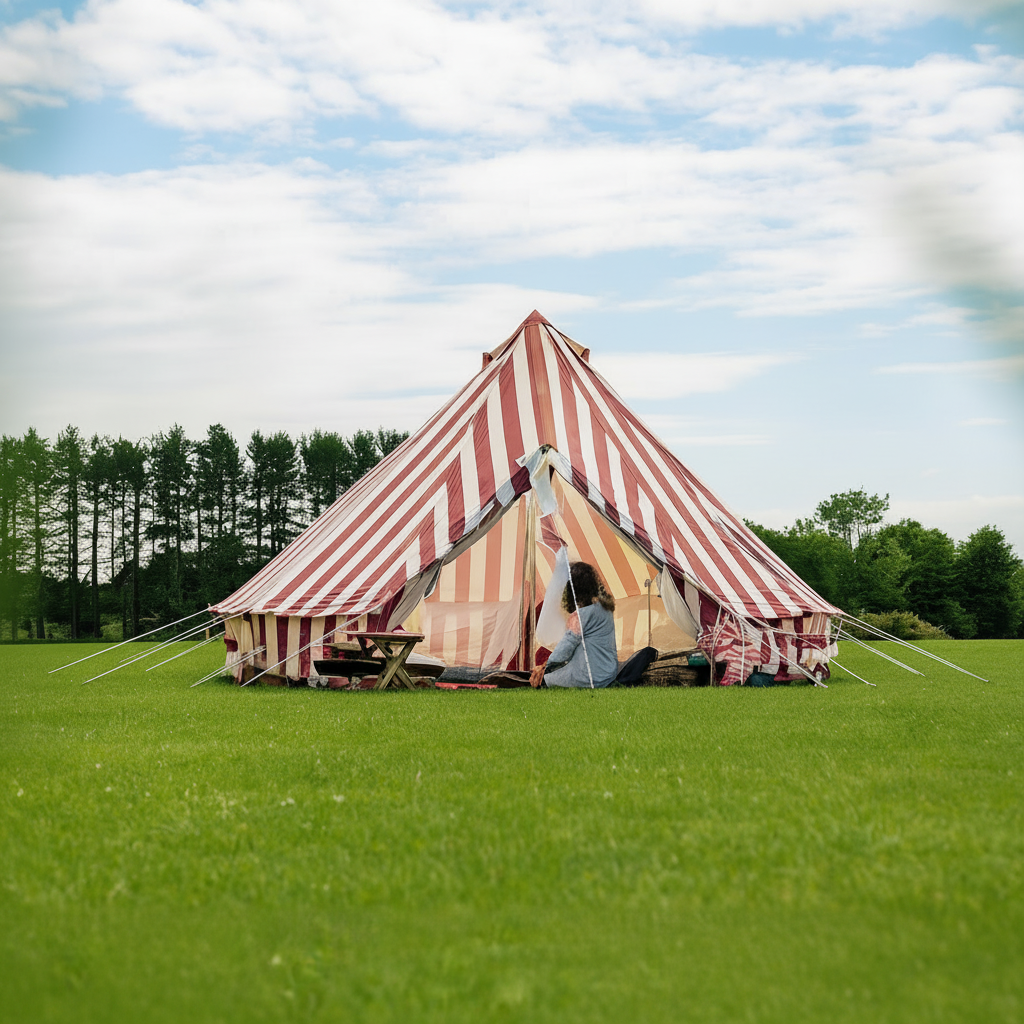 4m Bell Tent 'Summer Fete' 285gsm 100% Natural Canvas - 4m + Inner Tent