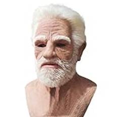 Old Man Latex Mask Realistisk Latex Human Wrinkle Face Mask Halloween Skallig Old Man Mask Full Head Party Mask (E)