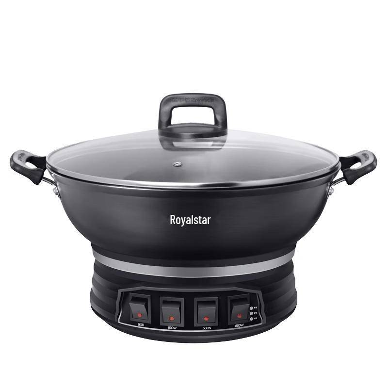 Royalstar Multifunktionell Elektrisk Wok med Ångkokare & Hot Pot CN-kontakt (adapter ingår)