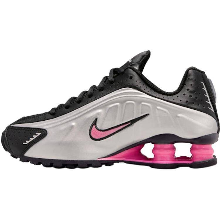 Nike Shox R4 GS Svart Metallic Silver Pinksicle Barn Sneakers CW2626-006 cm gray