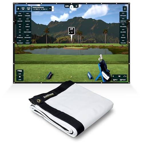 SimSpace Unisex Elite Golf slagskärm, vit, 2,7 x 3 meter EU