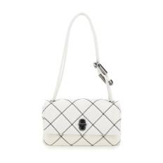 Marc Jacobs, Taske, Dame, Hvid, ONE SIZE, Uld, Hvid Quiltet Skuldertaske med Dobbelt Detalje