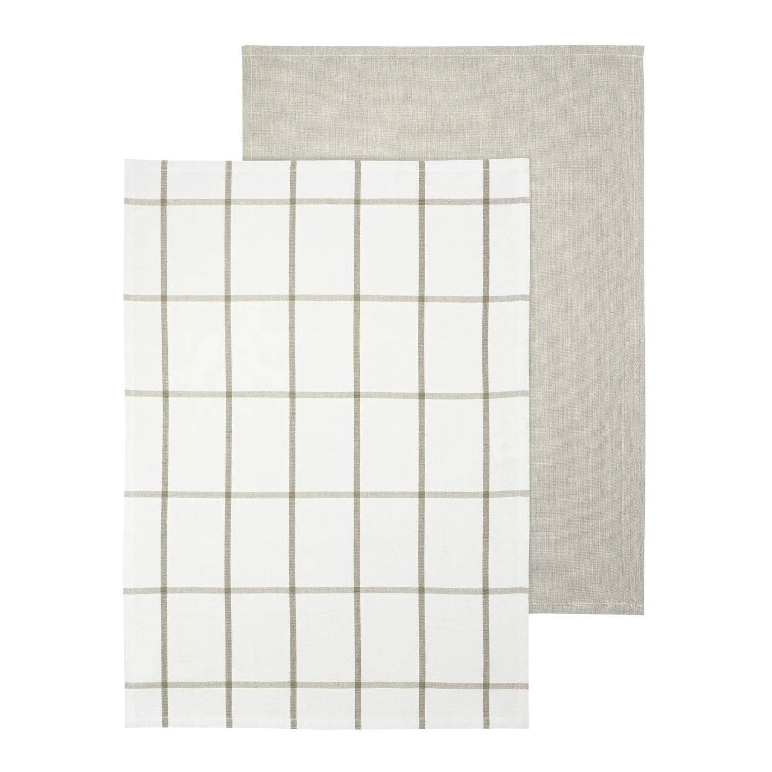 Blomus - Taulo tea towelset of 2 pcs 70 x 50 cm Handduk White/Mourning Dove, Små linjer