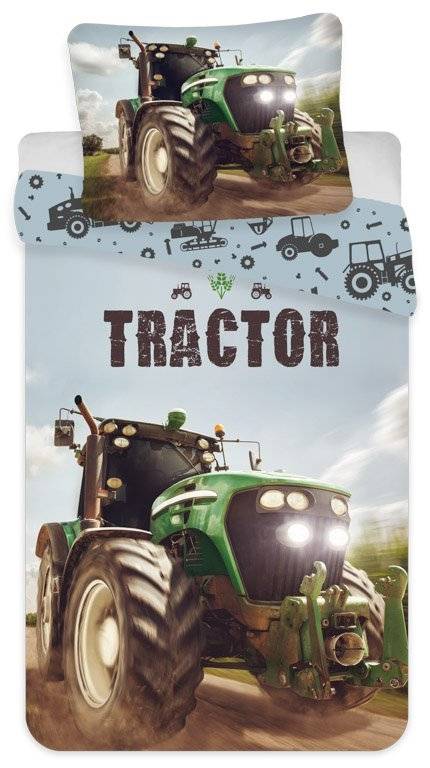 Sängkläder - Traktor sängkläder med lysande lampor - 2 i 1 - Barns sängkläder i 100% bomull