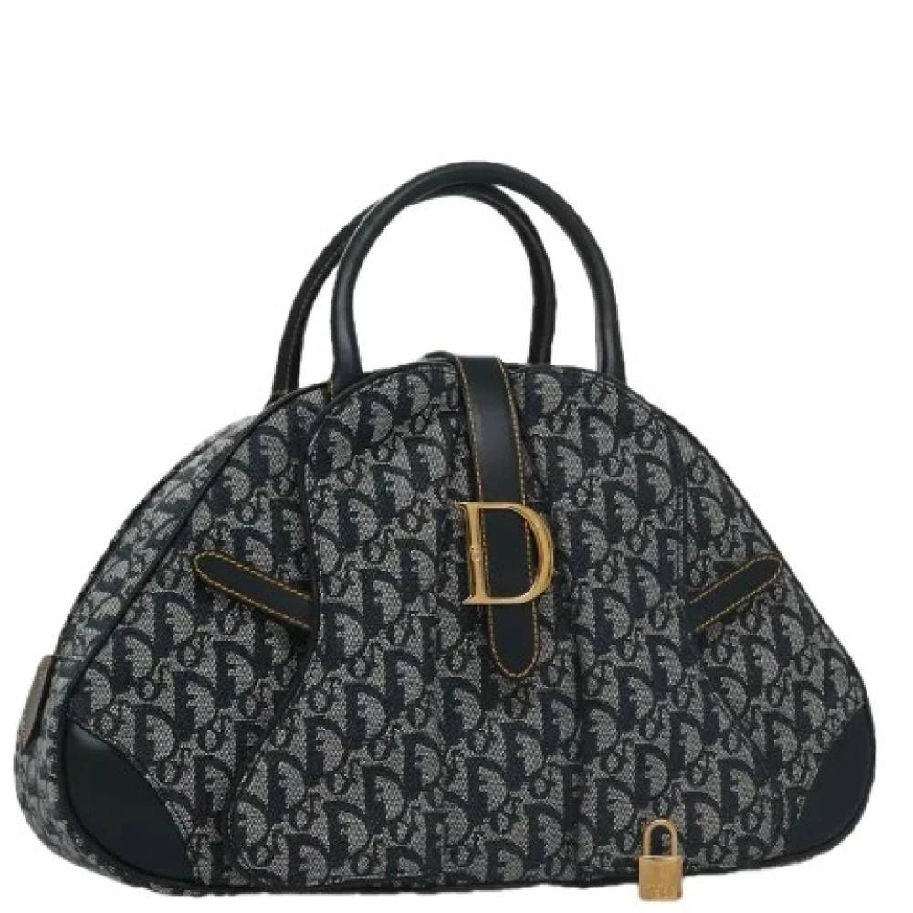 Dior Vintage Pre-owned Vintage Trotter Canvas Håndtaske - Vintage - Dame - Blå - ONE SIZE -
