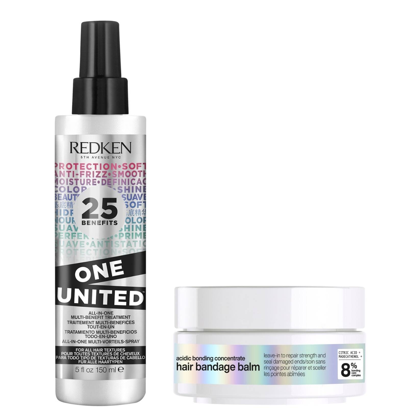 Redken Acidic Bonding Concentrate Hair Bandage Balm 75ml& Redken One United Multi-Benefit Treatment Spray 150ml Bundle