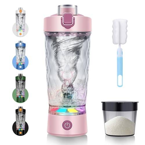 Shaker Elektrisch, 650ML Elektrischer Shaker mit Pulverfach&RGB Farbwechsel