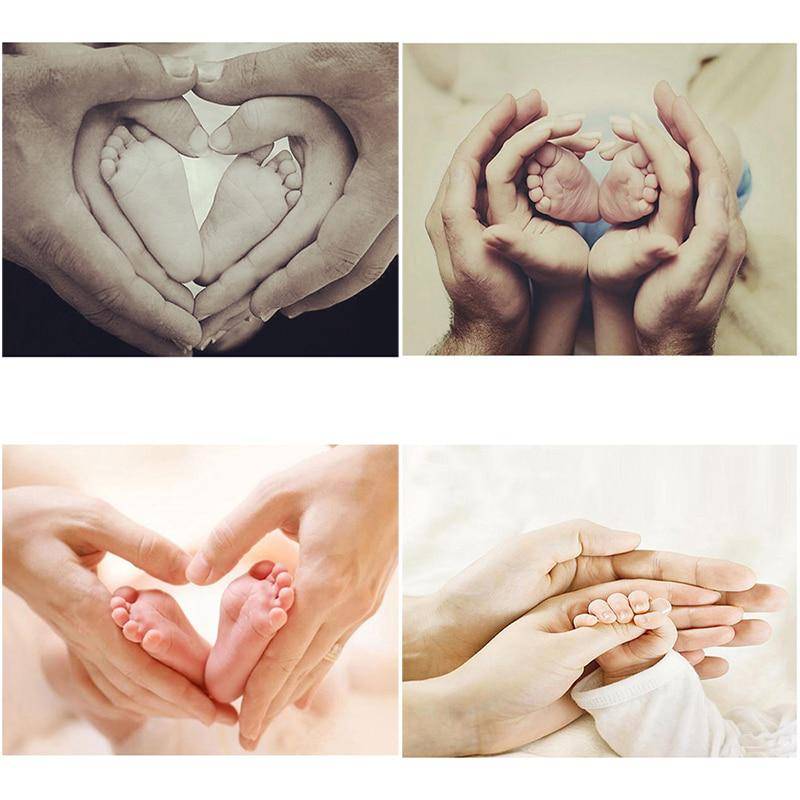 Gör-det-själv 5D-diamantmålning Babyfötter Kärlek Hand Söt Rumsbild Broderi Korsstygn rosa