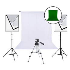 Fotostudie Udstyr: Softbox Sæt med 2 Softboxe, Stativ, Tripod til Kamera og Fotobaggrund