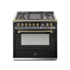 Komfur - Ascot - Combi-steam 90 cm (1 ovn) (Nero/Brass) Gas + BBQ