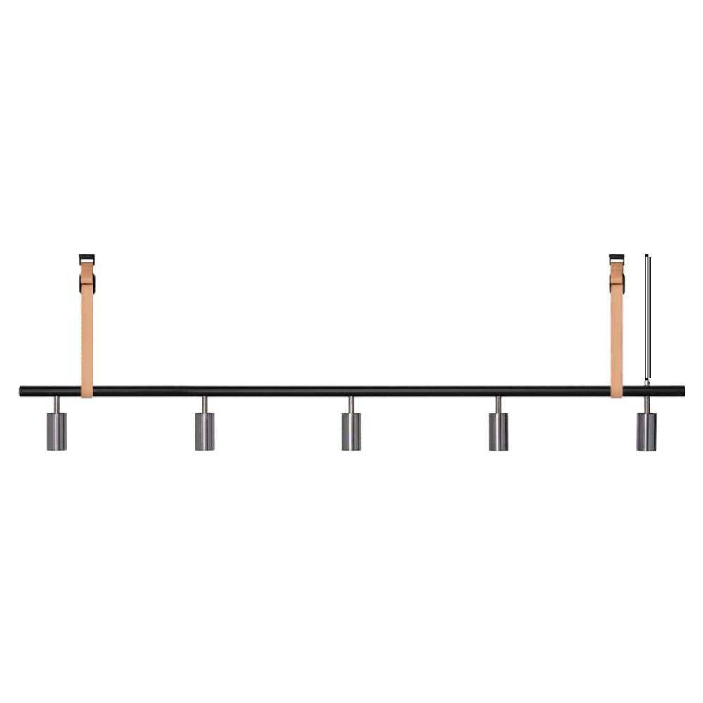 RUBN Long John Pendel 5 Spots (180 cm) Black/Steel Natural leather