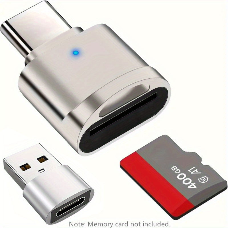 2-Pack Type C TF SD Card Reader Zinc Alloy Shell with USB C to USB Adapter for iphone 15-17 pro Max Laptop MacBook Samsung