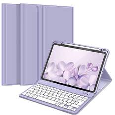 FINTIE Tastatur Hülle für iPad Air 11 Zoll M3/M2 (2025/2024), iPad Air 5/4 Generation 10.9"(2022/2020), TPU Rückschale Schutzhülle mit Stifthalter, magnetisch Abnehmbarer QWERTZ Keyboard, Violett
