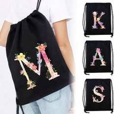 Dragskoväska Skolryggsäck Sportväska Dammode Axelryggsäckar Canvas Shoppingväska Organizer För Resor Cykling Vandring Kvinna Stor Kapacitet Förvaring - Svart (O,C,V,B,N,A,S,H,U,M,Z,R,T,L,Y,Q,K,X,P,G,J,W,I,D,E,F)