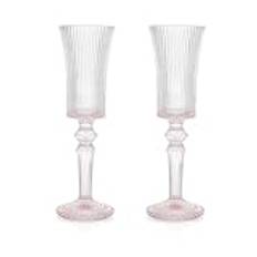 HolaJia Champagneglas glas med 2-150 ml kapacitet – mimosa- och cocktailglas – perfekt för hemmabar, bröllop, fest, jubileum – presentask (rosa)