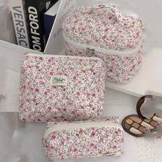 1pc Lovely Flower Printed Multifunctional Large Capacity Cosmetic Bag For Women, Simple Handbag Design, Suitable For Storing Makeup/Skincare Products, - Multicolor - Multi-size