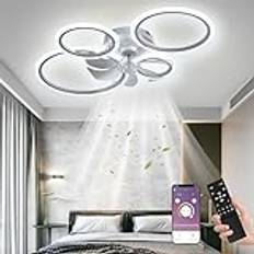 Takfläkt med belysning, LED-taklampa med fläkt och appfjärrkontroll, 96 W dimbar taklampa för fläkt för vardagsrum sovrum