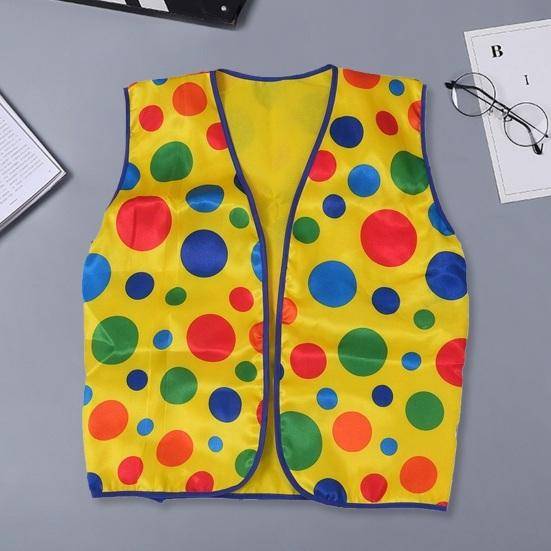 Clownvästkappa Gul Prickmönster Design Ärmlös Väst Festlig Clownväst Halloweenfest Föreställningsrekvisita blue