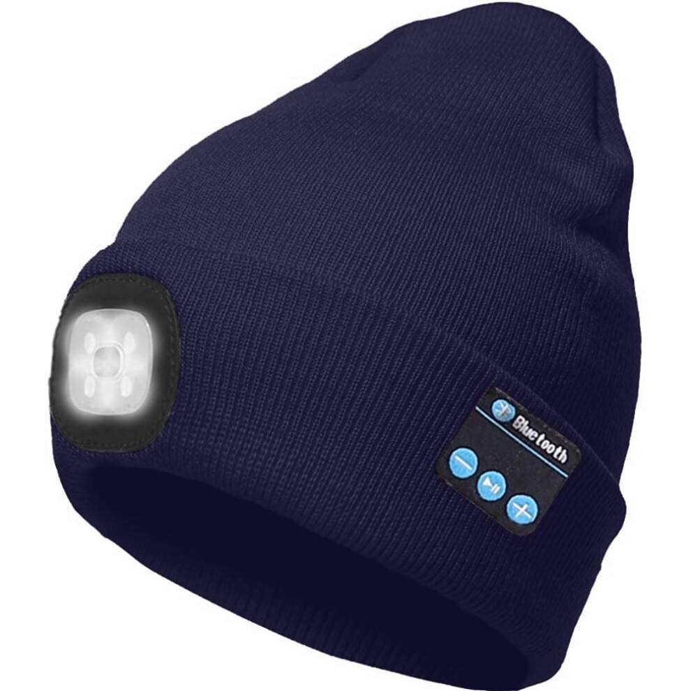 Unisex LED Bluetooth Beanie Hat med Forlygte Opgraderet Musikalsk Strikket Hue med Hovedtelefoner og Mikrofon Vintergaver til Mænd Kvinder