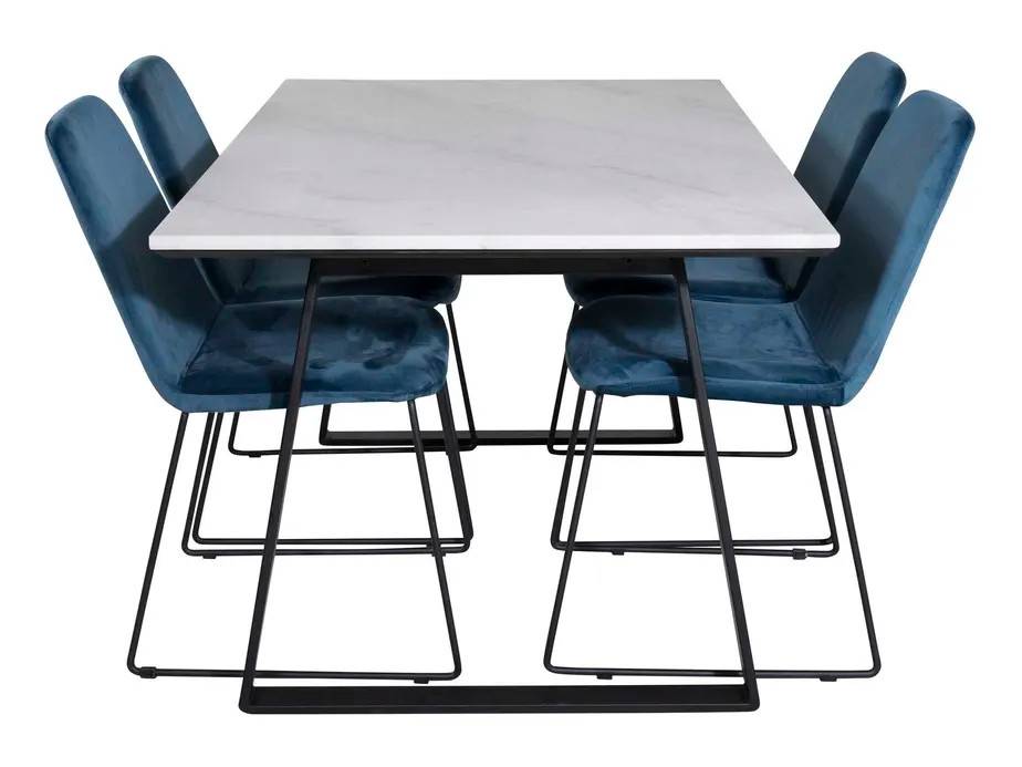 Venture Design Estelle & Muce matgrupp Vit/blå 4 st stolar & bord 140 x 90 cm
