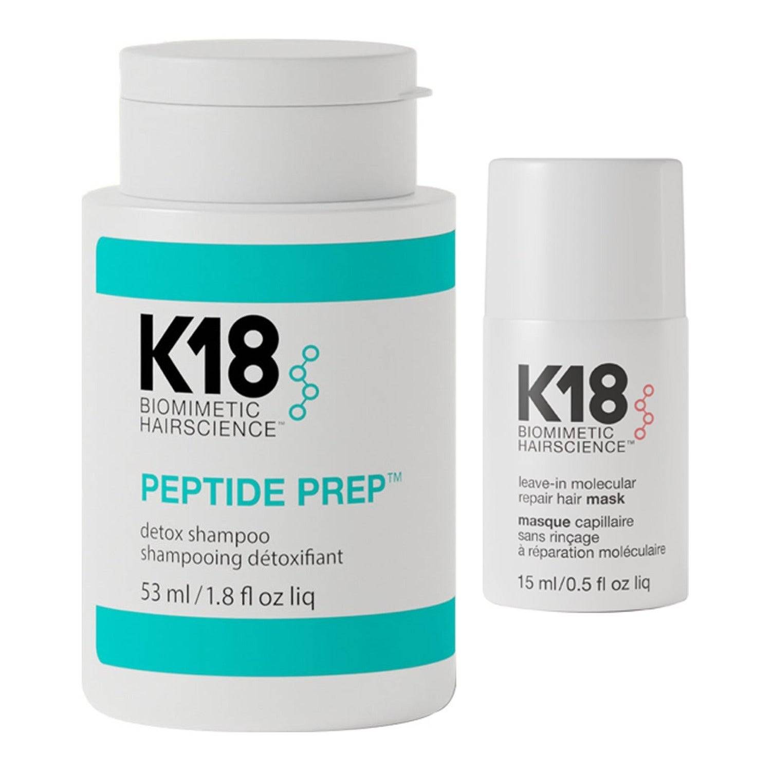15ml, K18 Detox Shampoo & Leave-In Repair Mask 53 + 15 ml