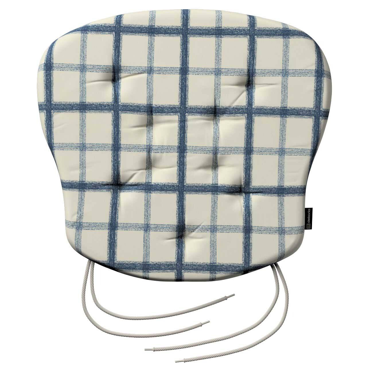 Stolehynde til Krostol, Blå tern, creme baggrund, B41 / 34 x D38 x 3,5 cm, Avinon