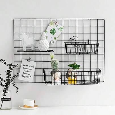 Modern heminredning Järngaller Nordisk konst Fotodisplayram Fest Metallställ Galler Vykort DIY Förvaringshylla Väggmonterad Organiserare - Svart (A,B,C,D,A+B+C+D,A+B,C+D)