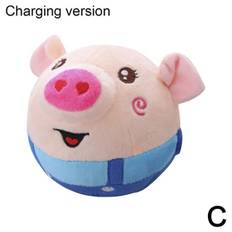 Elektrisk plyslegetøj Hoppende gris Legetøj Baby Hoppende bold Sjov Forældre-barn Interaktion Legetøj Genopladelig [DB] Rechargeable Blue Pig
