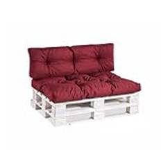 Pallkudde pallkuddar PPI (set (sittdyna 120 x 80 ryggstöd, 120 x 40), vinröd, röd)
