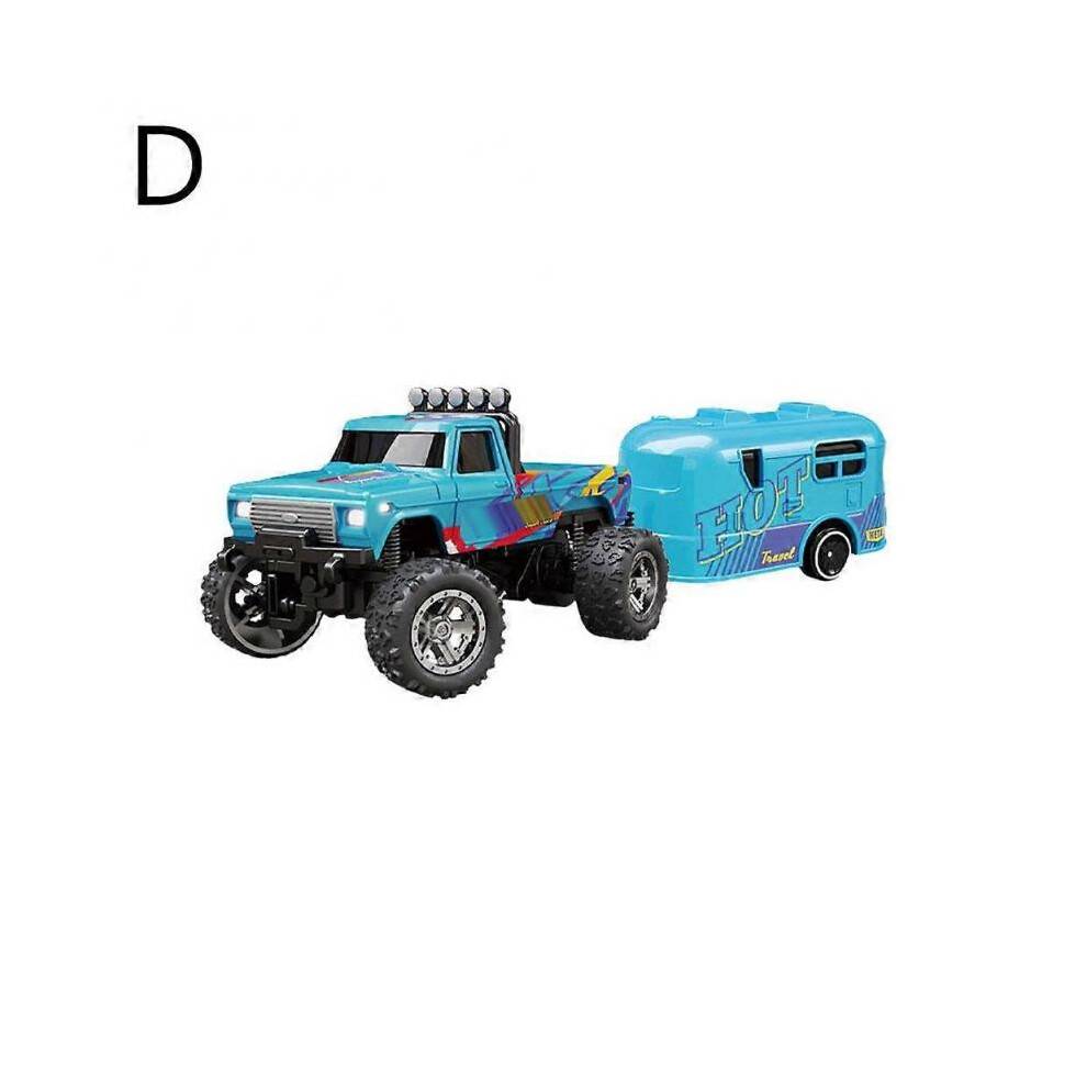 (Blue) Mini RC-Car LED Lights Off-road Car Mini Remote Control + Trailer Single Box