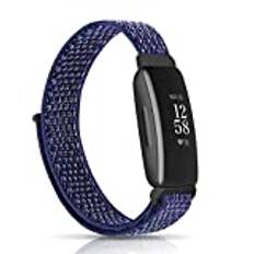 Niboow Armband kompatibelt med Fitbit Inspire HR/Fitbit Inspire/Inspire 2/Ace 2, stretchigt mjukt vävt nylon ventilerande ersättningsarmband tillbehör kvinnor män barn för Fitbit Inspire HR-blå