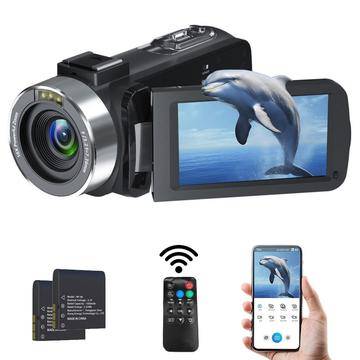 4K Ultra HD digital videokamera med app/fjärrkontroll - 80MP, 18X Digital Zoom (Öppen Förpackning - Bulk Tillfredsställande) - Svart