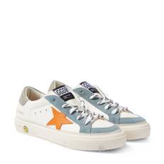Golden Goose Kids May suede-trimmed leather sneakers