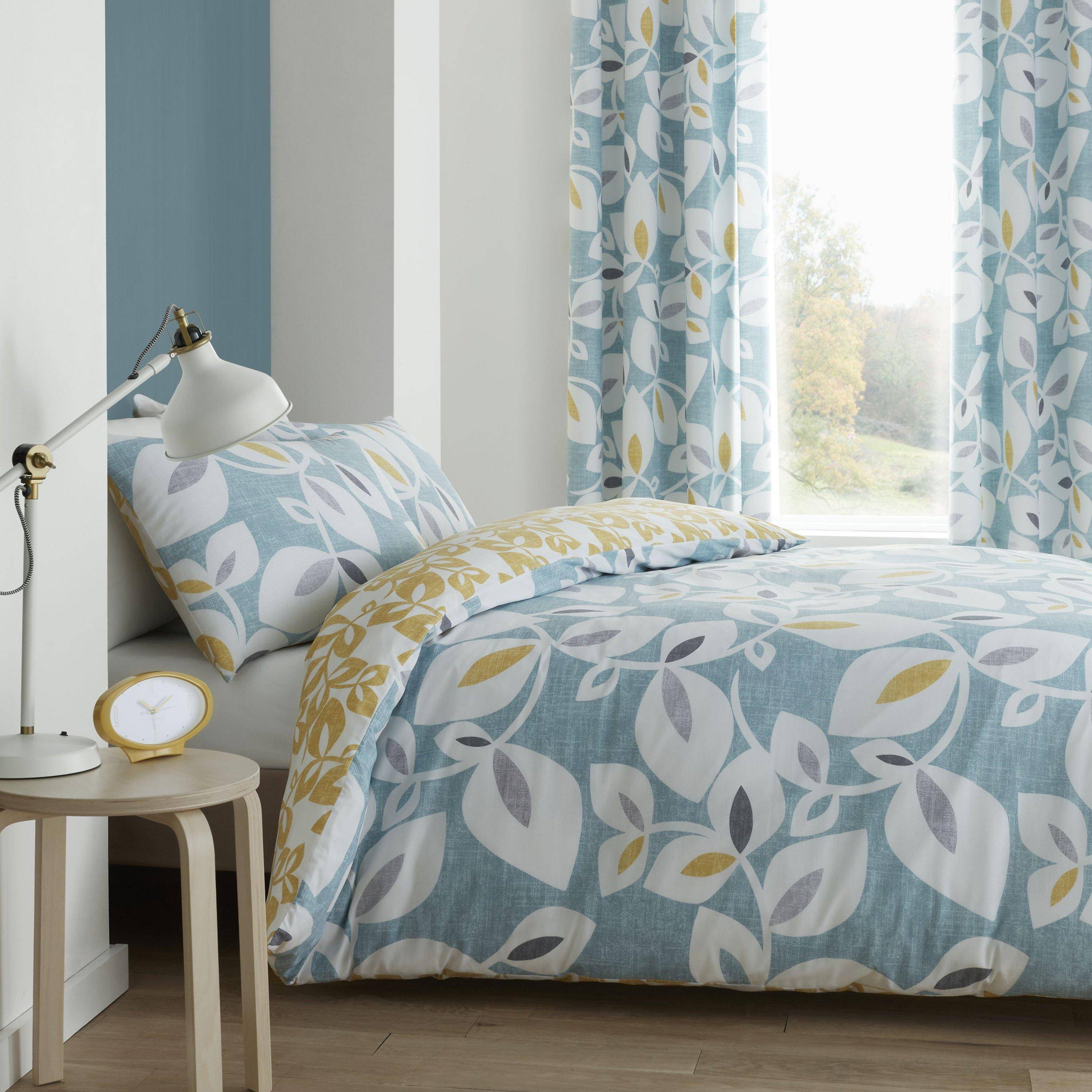 Catherine Lansfield Inga Leaf Reversible Duvet Cover Set