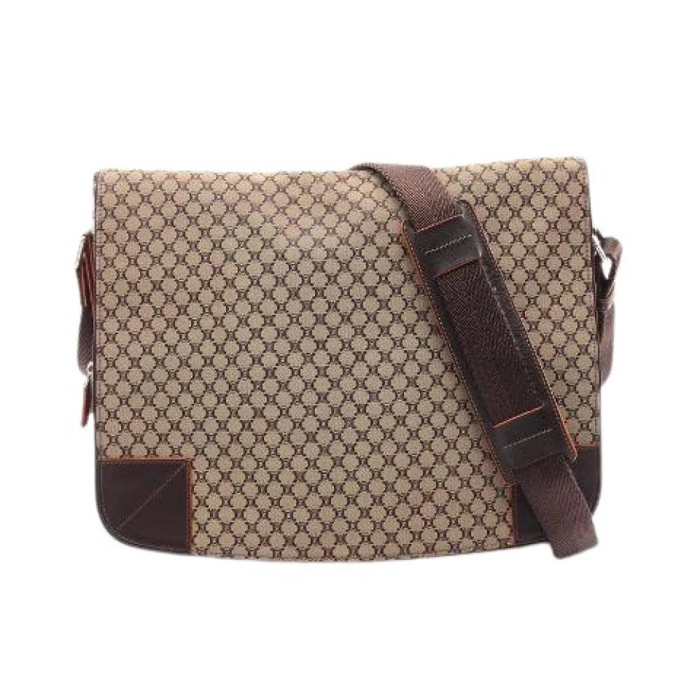 Celine Vintage Pre-owned Macadam Canvas Læder Skuldertaske - Vintage - Dame - Beige - ONE SIZE - Uld