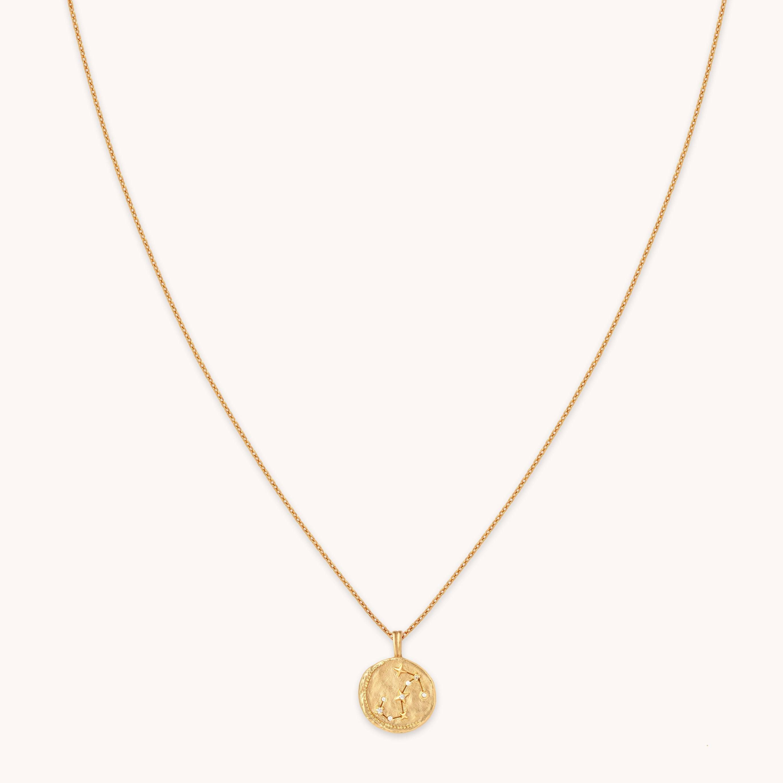 Gold Scorpio Zodiac Pendant Necklace for Women, Adult, 18k Gold Plated Sterling Silver, 45cm | Jewellery by Astrid & Miyu