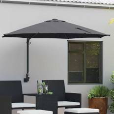 Væghængt haveparasol med led-lamper i antracit 248 cm