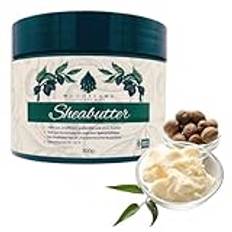 Woodflame sheasmör, 300 g, oraffinerat och kallpressat, rent och naturligt, veganskt och parfymfritt, perfekt för alla hudtyper, naturkosmetik och hudvård, från Ghana