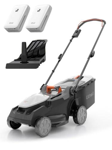 U20 Litheli Akku Rasenmäher Elektro, 38cm Schnittbreite, bis 300 m², 40L Fangkorb, 25-75 mm Schnitthöhe, inkl. 2 x 4,0 Ah Akkus