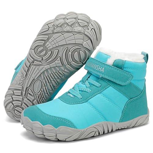 Mishansha Kinder Winter Barfußschuhe Winterschuhe Himmelblau 28EU