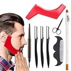 Beard Guide Trimming Mall, Beard Shaper Kit | 8st Shaper för Skägg up | 8 st Salon Barber Rakning Skäggprylar för halsringning, haka, getippor, polisonger, kindlinjer Cenrf