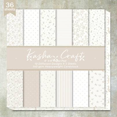 36 ark 6 tums mjölkte blommönster scrapbookingpapper, lämpligt för bullet journals, collage, kort, scrapbooks och hantverk, för skolmaterial, tillbaka - Beige