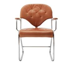 DUX - Sam Karmstol Höjd 48 cm Läder Naturale Camel / Plain 20 / Krom - Matstolar - Sam Larsson - Brun - Läder/Metall/Textilmaterial