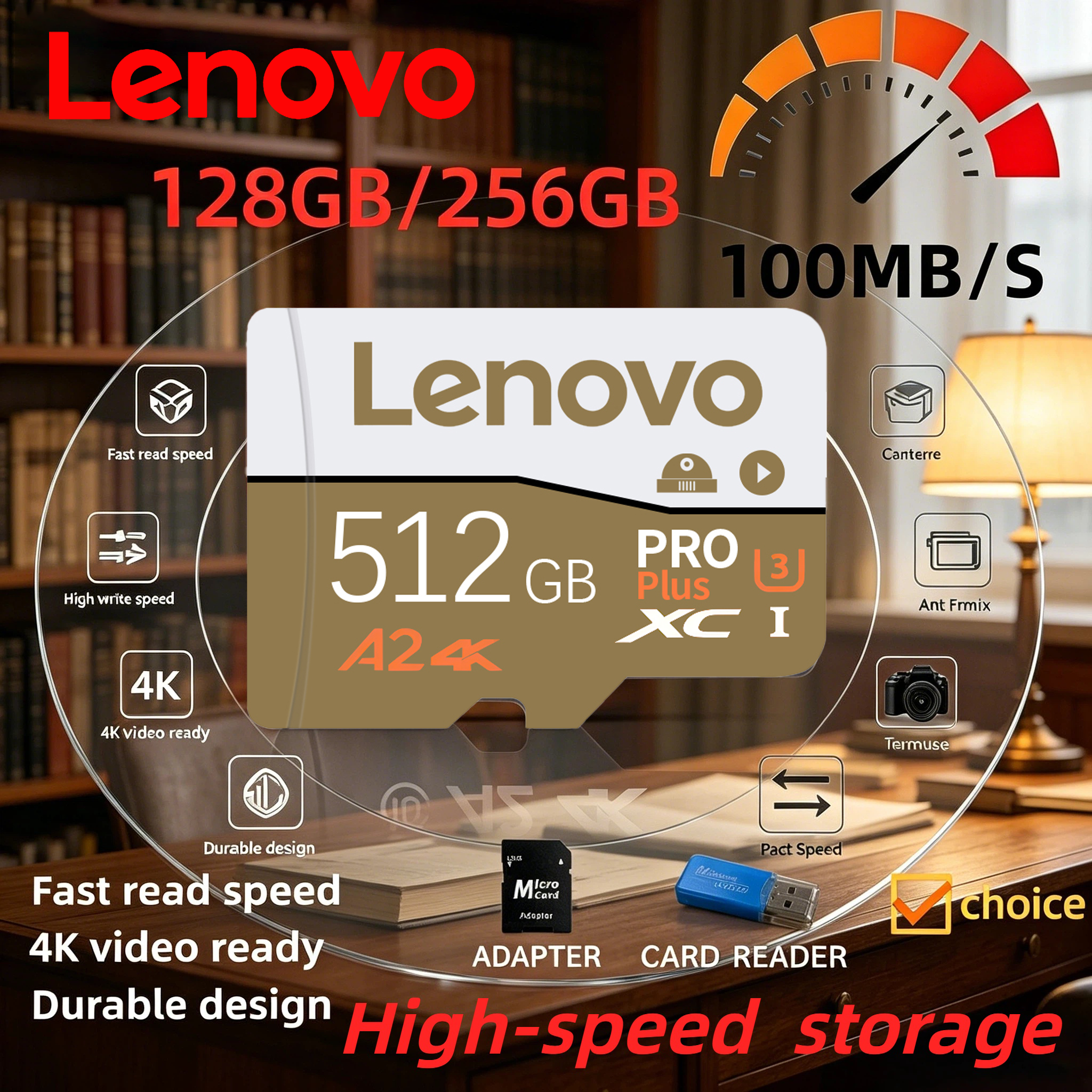 Lenovo High Speed Micro TF SD Card Memory Card 512GB 256GB 128GB Memory Card Stable Performance for Camera Surveillance Devices