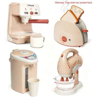 Blender, kaffebryggare, mixer och brödrost, leksaksset med lekkök, inte för kontakt med livsmedel, lekköksset för barn, set med lekköksaccessoarer - Multifärgad (Multi-size)