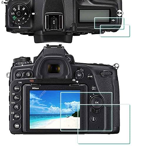 ULBTER skärmskydd för Nikon D750 D780 kamera + toppskärm [2 + 2 pack], 0,3 mm 9H hårdhet härdat glas, anti-repor, anti-fingeravtryck, anti-bubbla