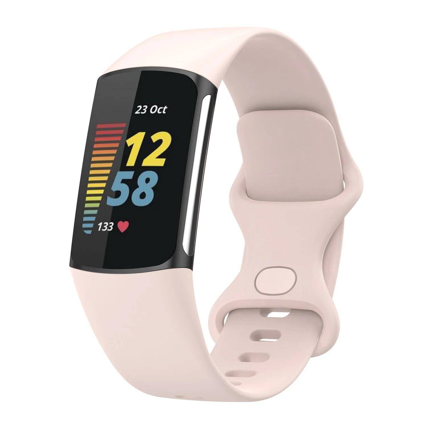 Silikonrem för Fitbit Charge 6 band Tillbehör officiell mjuk Ersättningsarmband Sportarmband för Fitbit Charge 5 band black