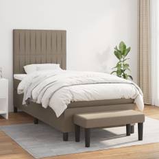 vidaXL Ramsäng med madrass taupe 90x190 cm tyg